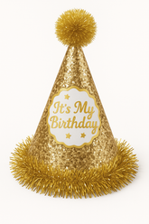 Sparkling Gold Birthday Cone Hat